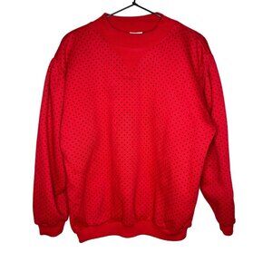 Vtg Retro 80-90's Women's Sz L Red Polkadot Sweater Postie Fashion (1431)